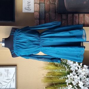 🆕️ Adelyn Rae Cold Shoulder Women's Long Sleeve Teal Dress SIZE: S